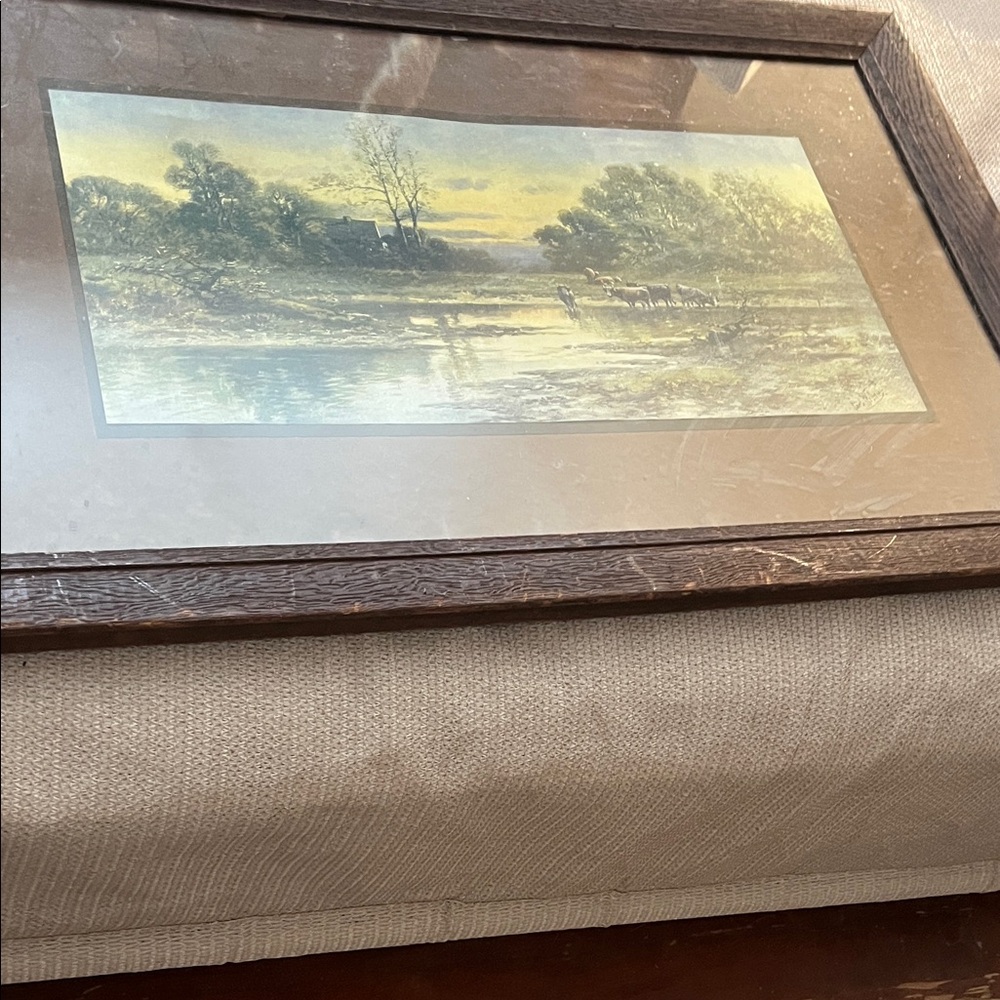 Rustic Framed Nature Scene Pastoral signed Weben